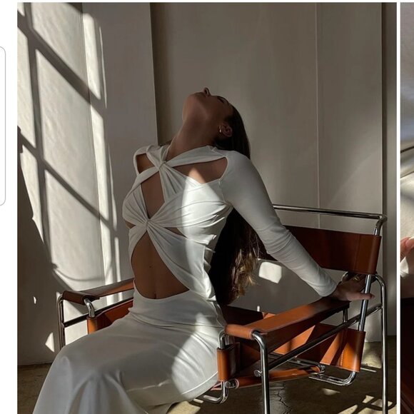 SID NEIGUM KNIT DRESS CUT OUT CREAM - Picture 1 of 5